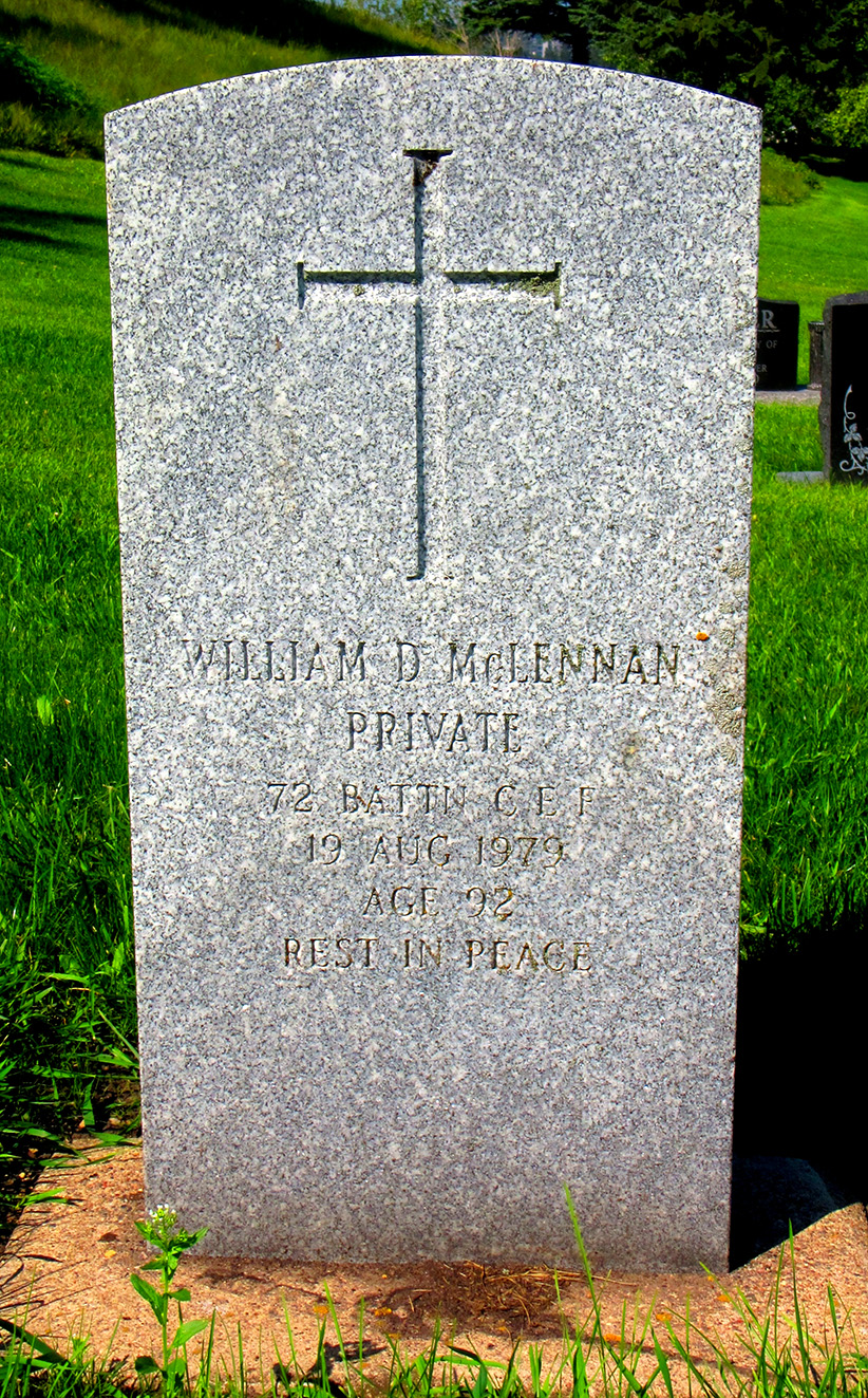 Photo of headstones/William D McLennan d1979 hdstn Red Deer cem AB